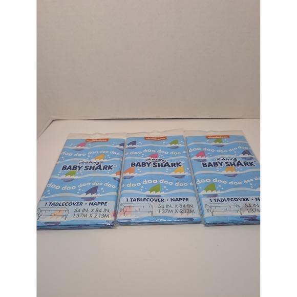 Nickelodeon Other - Lot of 3 Pinkfong Baby Shark Plastic Tablecover Nickelodeon Birthday Party 54x84